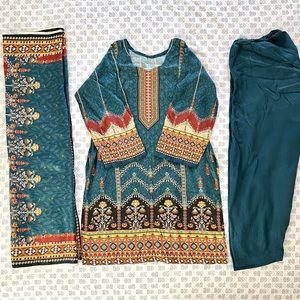 NEW Floral Linen Shalwar Kameez